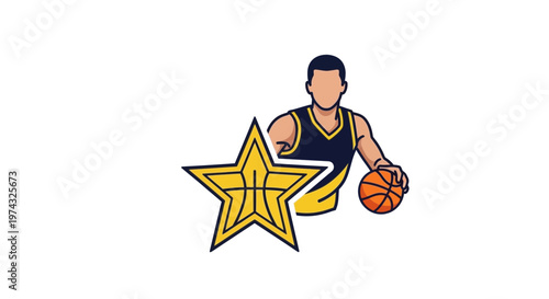 Basketball Player Icon With Star Emblem