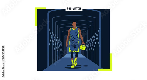 Basketball Player Walks Through Arena Tunnel Pre Game Prep Time