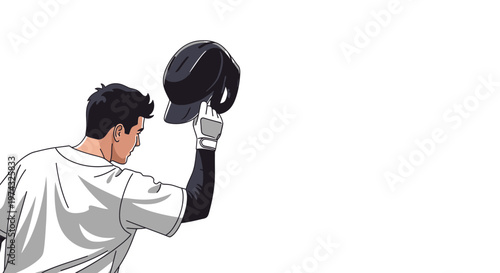 Baseball Player Tipping Cap Honor Acknowledging Respectful Gesture