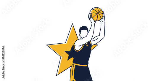 Basketball Player With Star Emblem In Dynamic Pose