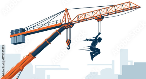 Bold Construction Crane Suspends Dynamic Silhouette Mid-Air