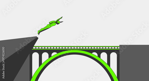 Bold Leap Of Faith From Bridge Symbolizing Courage And New Beginnings