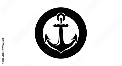 Bold Nautical Anchor Symbol Within A Circular Frame