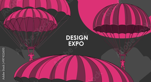 Bold Parachutes Descend Towards Design Expo Event