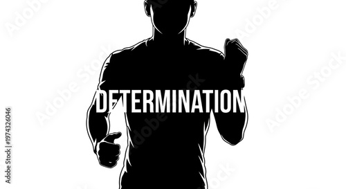 Black Silhouette Motivational Graphic With Determination Word