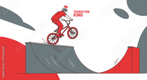 BMX Rider Performs Aerial Maneuver On Ramp Wearing Crown Minimalist Art