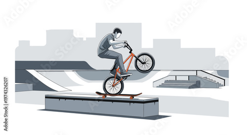 BMX Rider Performs Incredible Stunt Balancing Bike On Skateboard