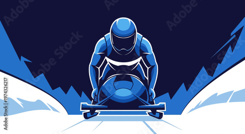 Bobsled Athlete Accelerates Down Icy Track With Dynamic Momentum