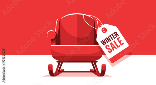 Bold Sleigh Design With Winter Sale Tag Festive Promotion Graphic