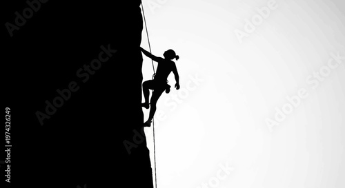 Bold Adventurer Ascending Rugged Cliff Face With Determination And Strength