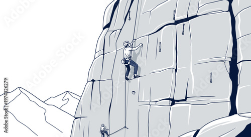 Bold Ascent Up a Majestic Rock Face