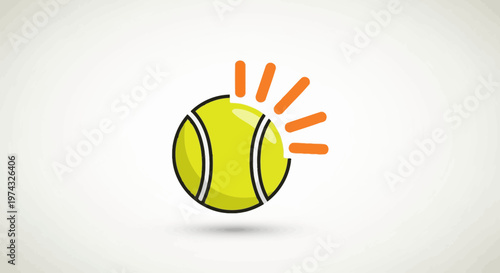 Bright Tennis Ball With Sunrise Rays Graphic Icon