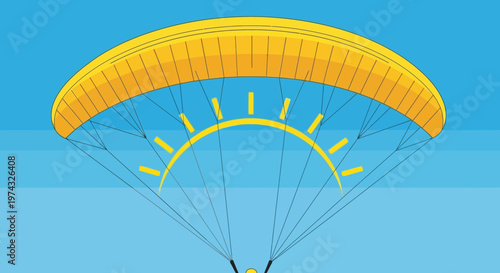 Bright Yellow Paraglider Soaring Under a Sunny Sky