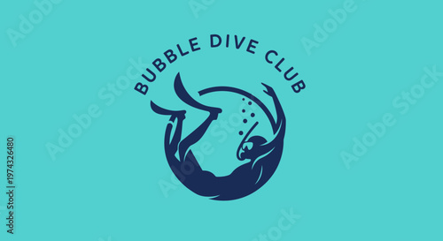 Bubble Dive Club Logo Design Nautical Adventure Sport