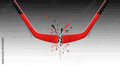 Broken Hockey Stick Shattered In Dramatic Action