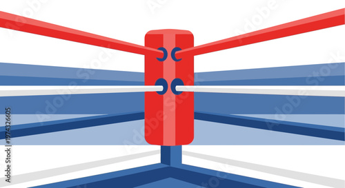 Boxing Ring Corner Post And Ropes Geometric Design