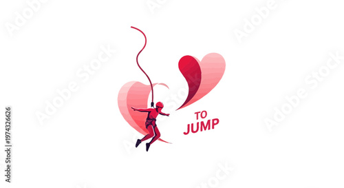 Bungee Jumping Into Love With Heart Shaped Wings And Motivational Phrase