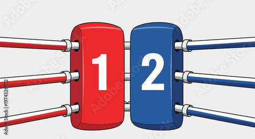 Boxing Ring Corner Posts With Numbers 1 And 2 Facing Off