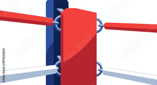 Boxing Ring Corner Post With Ropes Minimalist Graphic Design