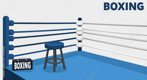 Boxing Ring Corner With A Stool And Timer Ready For The Next Bout