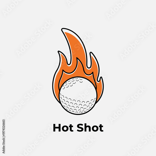 Burning Golf Ball Fiery Emblem Design Sport Passion
