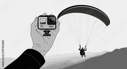 Capturing Paragliding Adventure With Action Camera In Hand