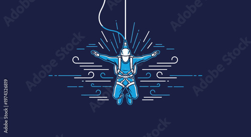 Brave Jumper Ascending Into The Blue Sky With Speed Lines