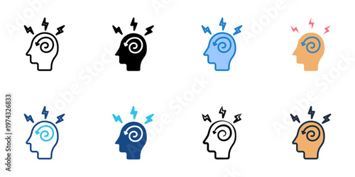 OCD icons set multiple style collection. Editable stroke 
