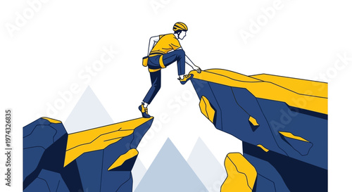 Brave Climber Ascends Rocky Summit Challenge