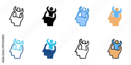 Schizophrenia icons set multiple style collection. Editable stroke 

