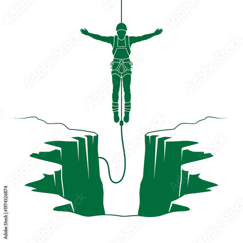 Brave Jumper Suspended Mid-Air Over Deep Canyon Edge