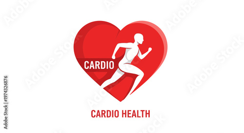 Cardio Fitness Heart Icon Runner Silhouette Motivational Health Symbol