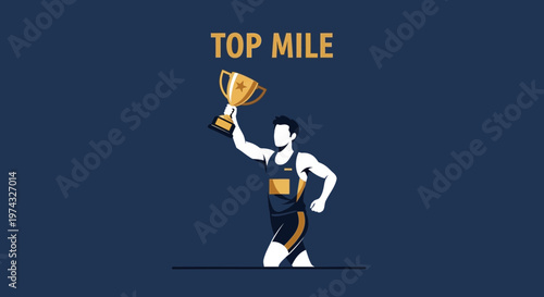 Champion Runner Holds Trophy Victorious Celebration