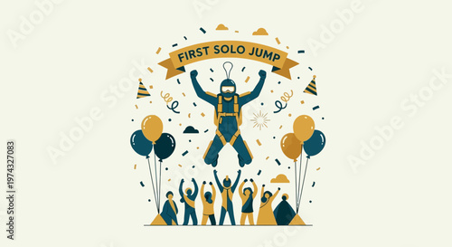 Celebrating First Solo Jump Achievement With Skydiving Glory