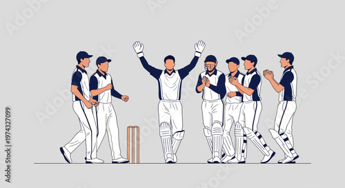 Celebrating Victory In Cricket Team Sport Action