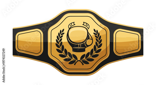 Championship Boxing Belt Golden Award Symbol Vector Art