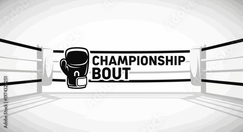 Championship Boxing Bout Graphic With Glove And Ring Center