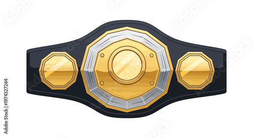Championship Prize Belt With Gold Plates And Black Straps