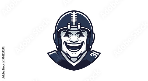 Charismatic Football Player Mascot With Intense Expression and Helmet