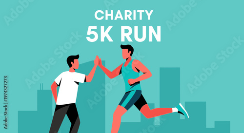 Charity 5K Run Celebratory High Five Event