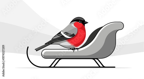 Charming Bullfinch Perched on a Stylish Sled