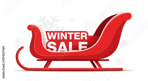 Christmas Sleigh Carrying Winter Sale Announcement With Snowflakes
