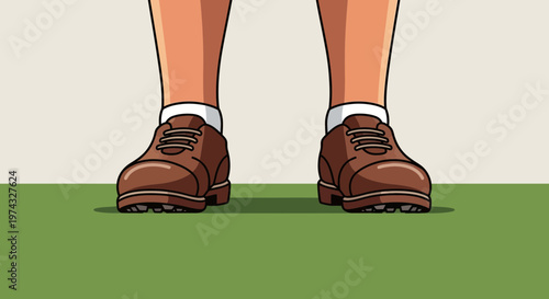 Classic Brown Oxfords On Green Grass Background For A Clean Look