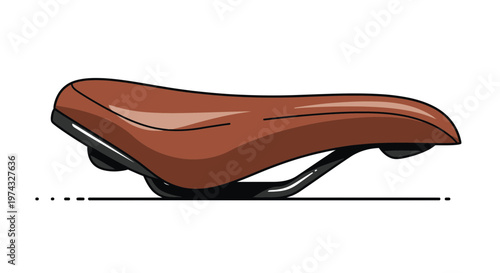 Classic Brown Bicycle Saddle Icon Isolated On White Minimalist