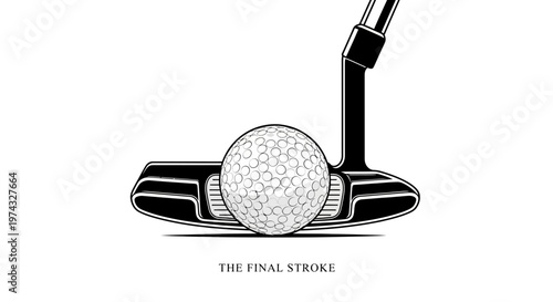 Close Up Golf Ball and Putter Ready for the Winning Shot