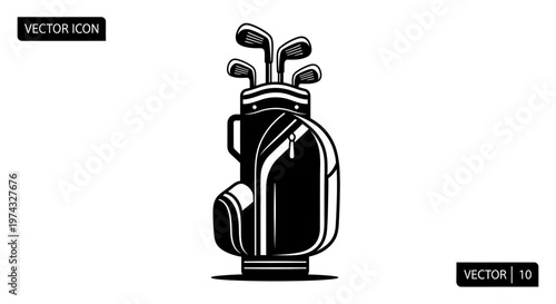 Classic Golf Bag With Clubs Vector Icon For Sports Enthusiasts