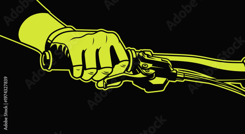 Close-up Of A Hand Gripping A Motorcycle Throttle Control Handlebar