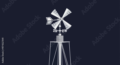 Classic Weather Vane On Dark Backdrop