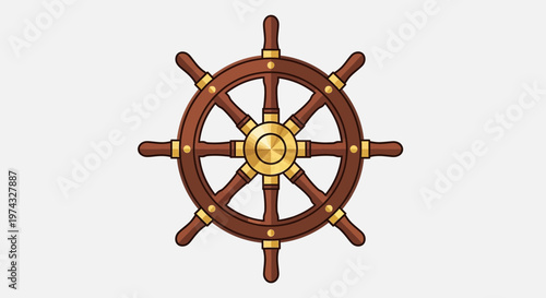 Classic Wooden Ship Steering Wheel Nautical Symbol