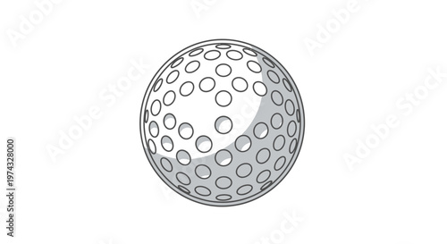 Clean Line Art Golf Ball Graphic Isolated On White